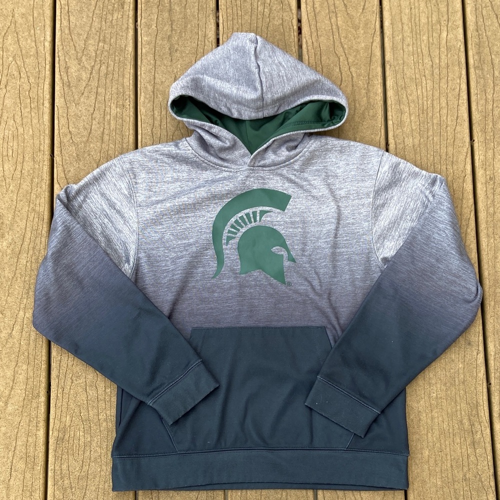 Michigan State Colosseum Gray Pullover Hoodie w/ Spartan Logo Size Youth Large